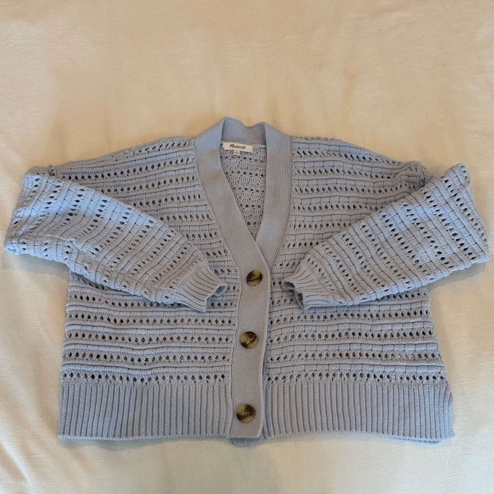 Madewell Soft Blue Button-Up Cardigan